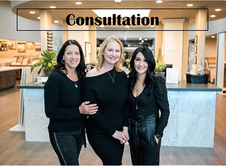 3 women wearing black clothing with the caption "Consultation"